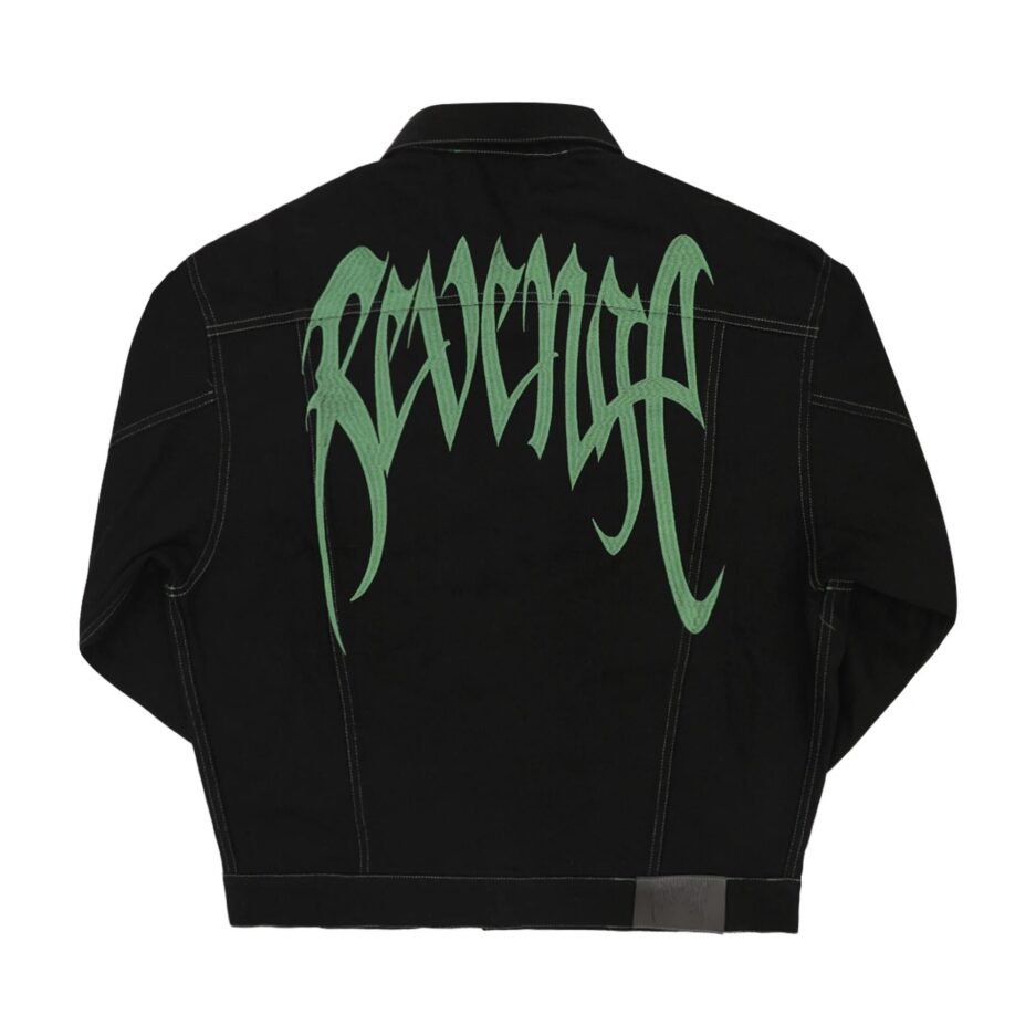 Revenge Emerald Embroidered Logo Black Denim Jacket